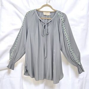 For 2 by Ramy Brook Maternity Blouse Gray Extra Small Long Sleeve  Peasant Light